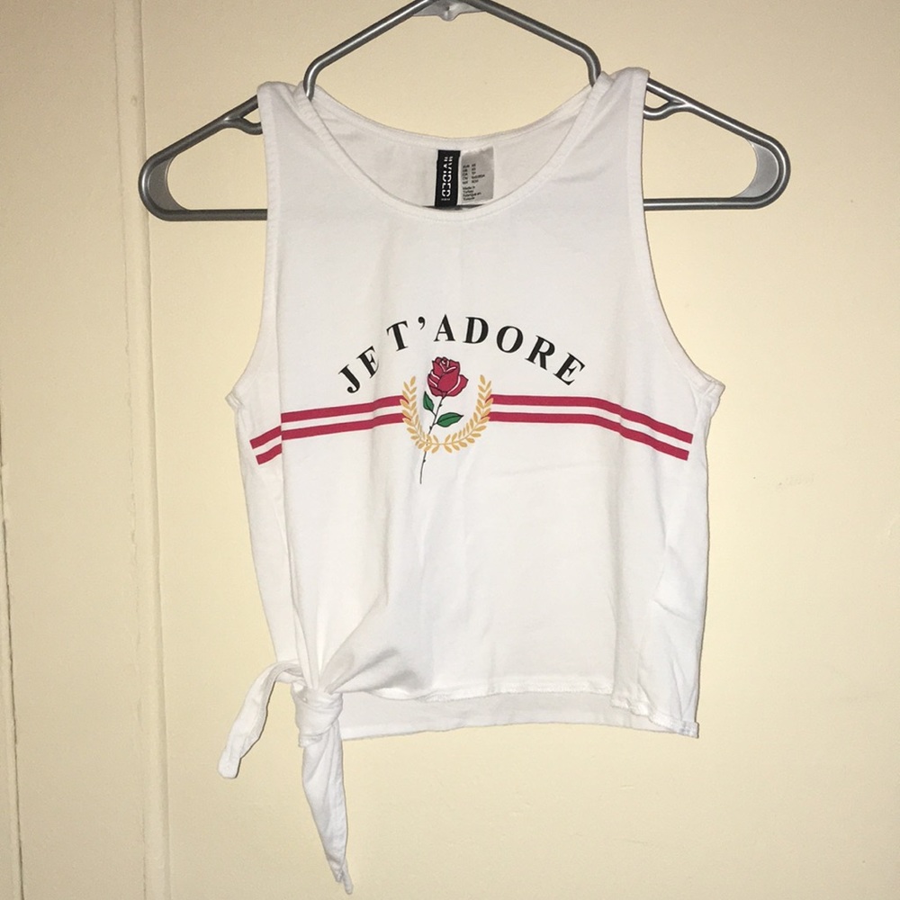 H&M White Tank “Je T’adore”